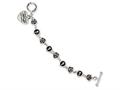 Stainless Steel Ed Hardy Roses and Skulls w/Heart Toggle Bracelet