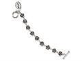 Stainless Steel Ed Hardy Roses w/Red CZ Toggle Bracelet