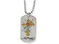 Stainless Steel Ed Hardy Heart Cross Dog Tag Painted Necklace