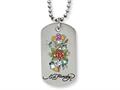 Stainless Steel Ed Hardy True To Love Dog Tag Painted Necklace