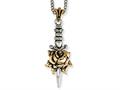 Stainless Steel Ed Hardy Bronze Rose Dagger Necklace