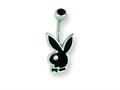 Playboy Black Enamel 14 Gauge Belly Ring