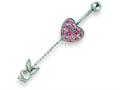 Playboy Rose Crystal Heart/Bunny Dangle Belly Ring