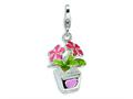 Amore LaVita™ Sterling Silver 3-D Enameled Potted Flowers w/Lobster Clasp Charm for Charm Bracelet