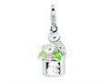 Amore LaVita™ Sterling Silver 3-D Enameled Thank You Flowers w/Lobster Clasp Charm for Charm Bracelet