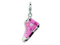 Amore LaVita™ Sterling Silver 3-D Enameled Pink High Top Sneaker w/Lobster Clasp Charm for Charm Bracelet