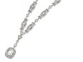 Cheryl M™ Sterling Silver Oval CZ Y-drop 17in Necklace