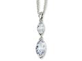 Cheryl M™ Sterling Silver Marquise CZ 17in w/2in ext Double Strand Necklace