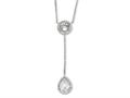 Cheryl M™ Sterling Silver Checker-cut CZ 17in w/2in ext Necklace
