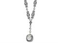 Cheryl M™ Sterling Silver Oval CZ Antiqued Y-drop 17in Necklace