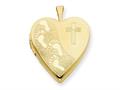 1/20 Gold Filled 20mm Cross and Footprint Heart Locket Pendant - Chain Included