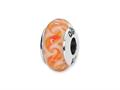 Reflections™ Sterling Silver White/Orange Swirls Hand-blown Glass Bead / Charm