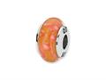 Reflections™ Sterling Silver Orange/White Spots Hand-blown Glass Bead / Charm