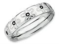 Stackable Expressions Sterling Silver Polished Enameled Flower Stackable Ring