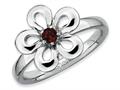 Stackable Expressions Sterling Silver Polished Garnet Flower Stackable Ring