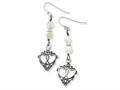 Sentimental Expressions(tm) Sterling Silver Antiqued Two Hearts, One Love Dangle Earrings