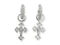 Sentimental Expressions(tm) Sterling Silver CZ Cross Charm Earrings