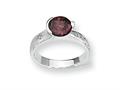 Sterling Silver Garnet and Diamond Ring