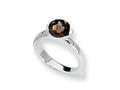 Sterling Silver Smokey Quartz and Diamond Ring