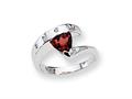 Sterling Silver Garnet and Diamond Ring