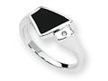 Sterling Silver Onyx and Diamond Ring