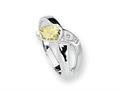 Sterling Silver Lemon Quartz and Diamond Ring