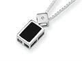 Sterling Silver Onyx and Diamond Pendant Necklace