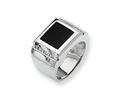 Sterling Silver Onyx and Diamond Men"s Ring