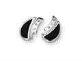 Sterling Silver Onyx and Diamond Post Earrings