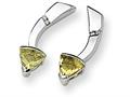 Sterling Silver Lemon Quartz and Diamond Post Earrings