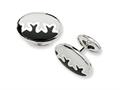 Sterling Silver Black and White Resin Fancy Cuff Links