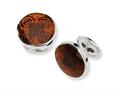 Sterling Silver Brown Resin Fancy Cuff Links