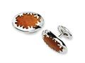 Sterling Silver Brown Resin Fancy Cuff Links