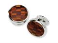 Sterling Silver Brown Resin Fancy Cuff Links