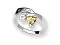 Sterling Silver Lemon Quartz and Diamond Ring
