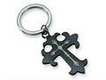 Chisel Stainless Steel Black-plated Cross Key Chain