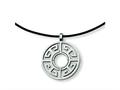 Chisel Stainless Steel Leather Cord Greek Key Necklace - 18 inches