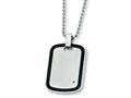 Chisel Stainless Steel Carbon Fiber and Diamond Accent Necklace - 24 inches