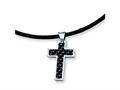 Chisel Stainless Steel Carbon Fiber Cross Pendant - 18 inches