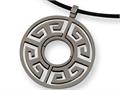 Chisel Titanium Leather Cord Greek Key Necklace - 18 inches