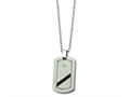 Chisel Titanium with Black Cable Diamond Dog Tag Necklace - 24 inches