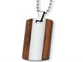 Chisel Tungsten and Wood Dog Tag Necklace - 24 inches