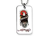 Ed Hardy Eagle and Skull Dog Tag Painted Necklace