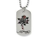 Stainless Steel Ed Hardy Thorny Rose Dog Tag Painted Necklace