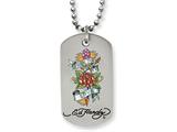 Stainless Steel Ed Hardy True To Love Dog Tag Painted Necklace
