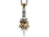 Stainless Steel Ed Hardy Bronze Rose Dagger Necklace