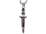 Stainless Steel Ed Hardy Red CZ Dagger Necklace