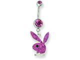 Playboy Rose/Black Crystal Belly Ring