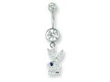Playboy White Crystal Belly Ring