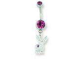Playboy Rose/White Crystal Bunny Belly Ring